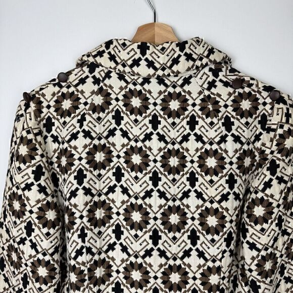 Vintage Rare 60s Lilli Ann Geometric Tapestry Leather Trim Swing Coat, Sz S - Picture 6 of 16